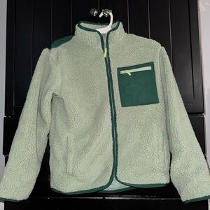 Green Sherpa Zip-Up Jacket
